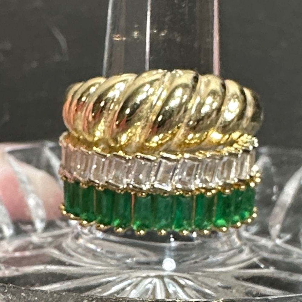 Mixed Stackable Women's Rings - Green Accent Option - Picture 2 of 7